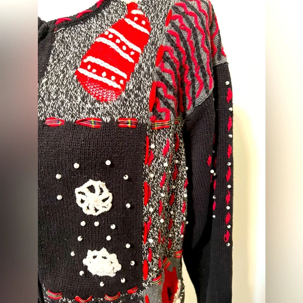 Designers Originals Holiday Christmas Cardigan Sweater with Scottie Dogs Size L